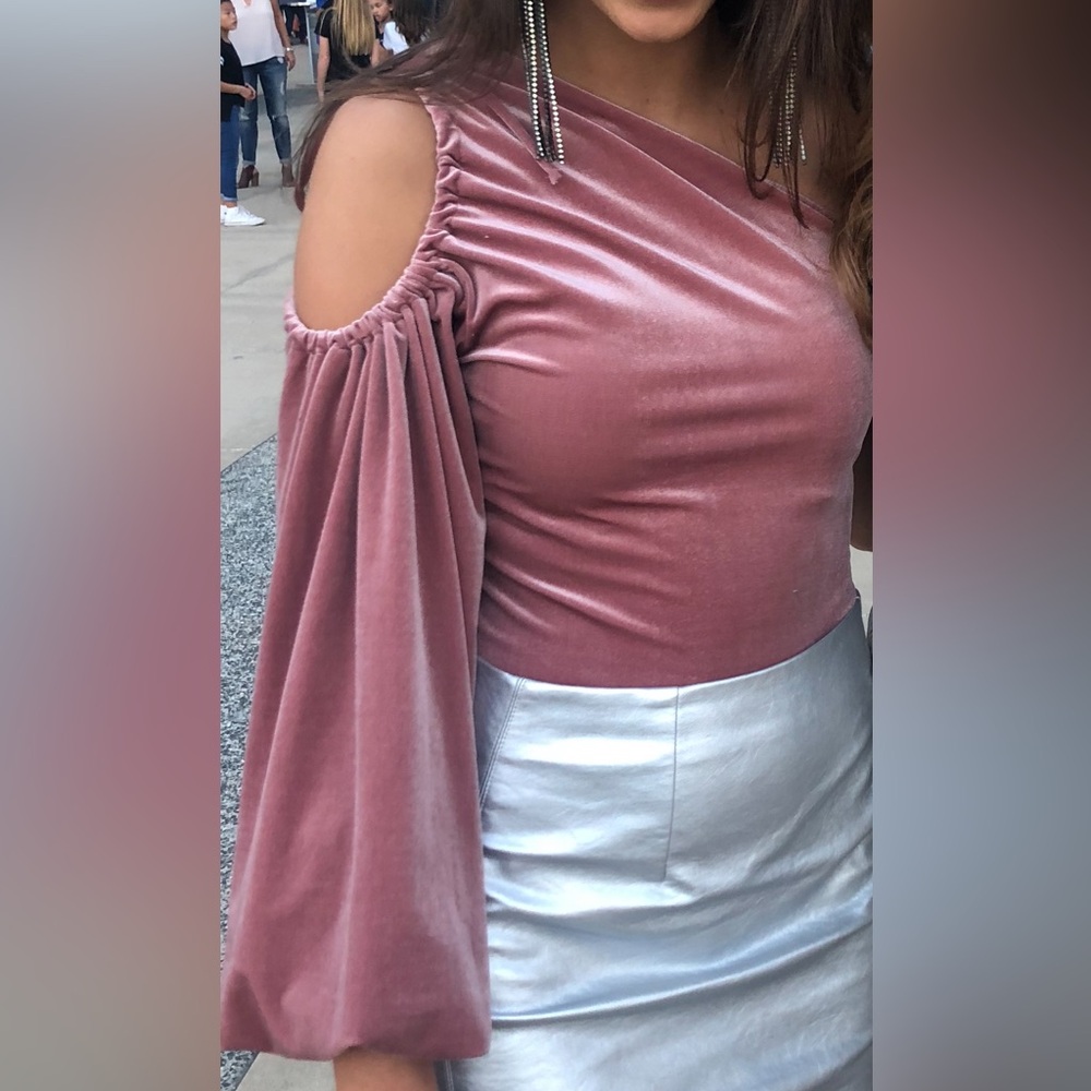 Bershka Pink Velvet Bodysuit